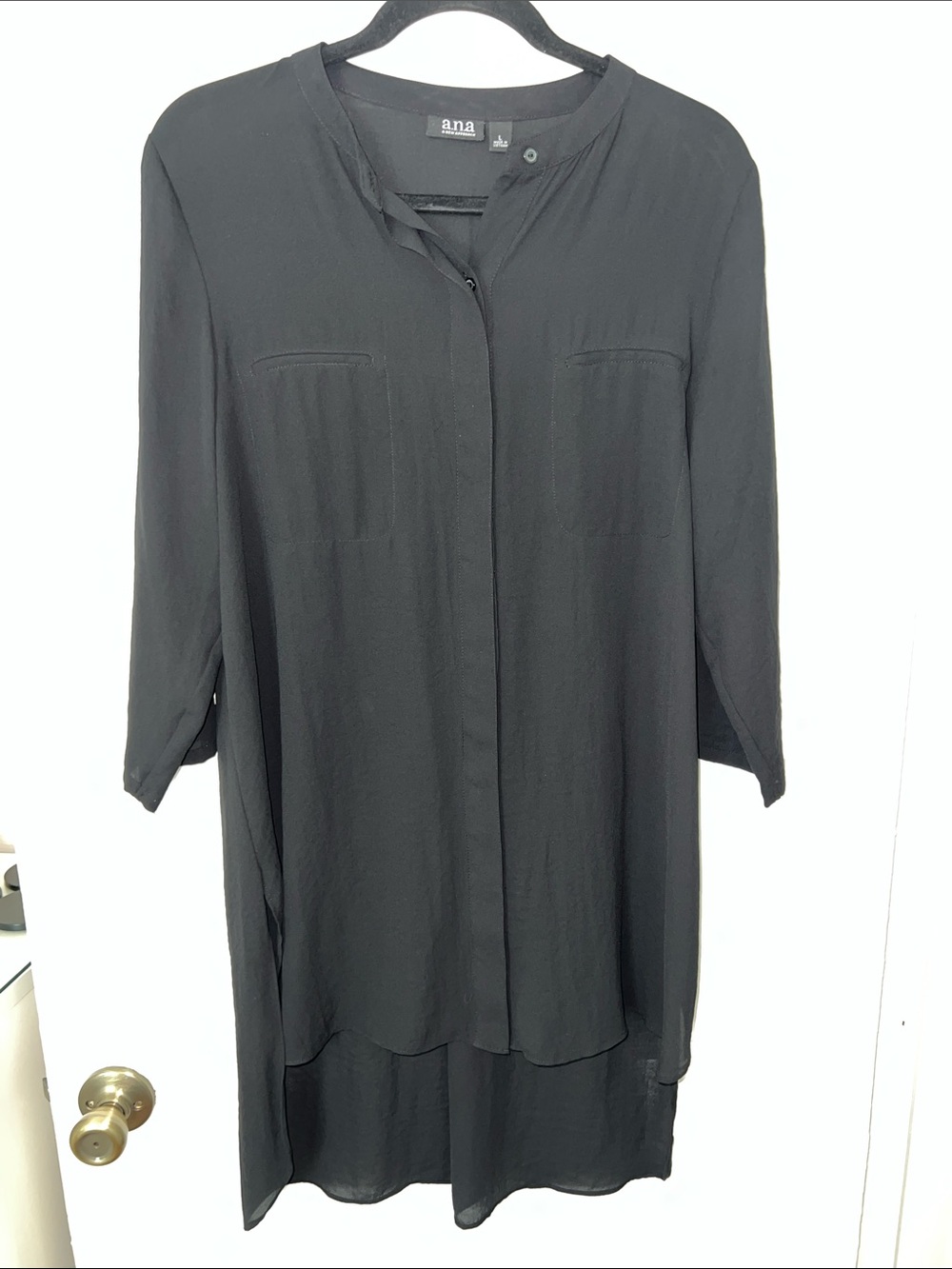 a.n.a Black Longline Tunic with Hidden Placket Sz L